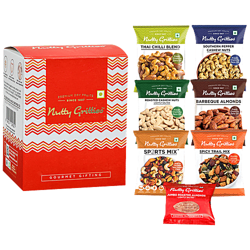 Buy Nutty Gritties Mixed Dry Fruits Nuts Gift Box 7 Flavoured Nuts On