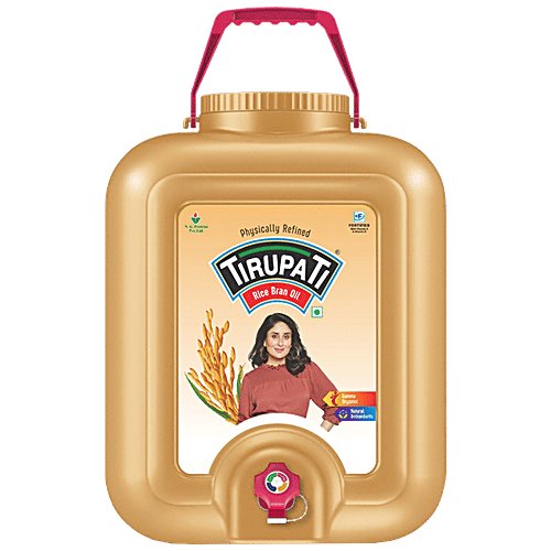 Tirupati Physically Refined Rice Bran Oil, 15 L Tap Jar 