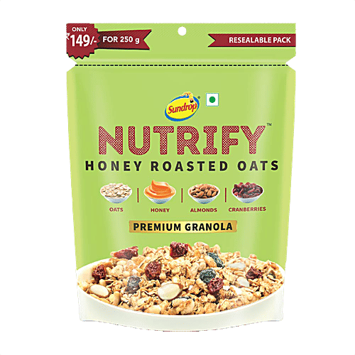 Sundrop Nutrify Honey Roasted Oats - Premium Granola, 250 g  With Honey Cranberry and Almonds