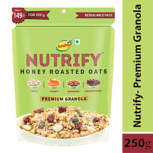 Sundrop Nutrify Honey Roasted Oats - Premium Granola, 250 g  With Honey Cranberry and Almonds
