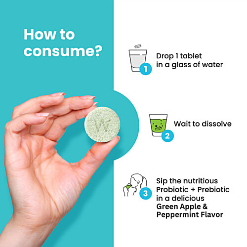 Wellbeing Nutrition Daily Probiotic + Prebiotic Effervescent Tablets - 18 Billion CFU, 6 Strains, 21 pcs Friendly Bacteria For Digestive Balance