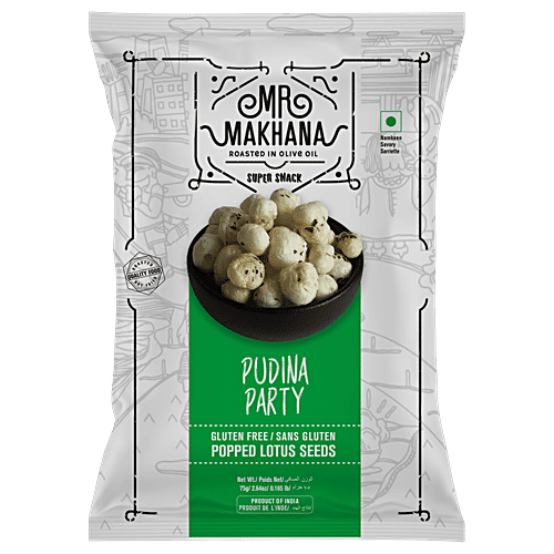 MR. MAKHANA Popped Lotus Seeds - Pudina Party, 75 g  