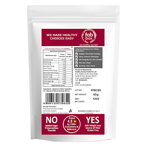 Fabbox Peri-Peri Beetroot Chips, 85 g Pouch 