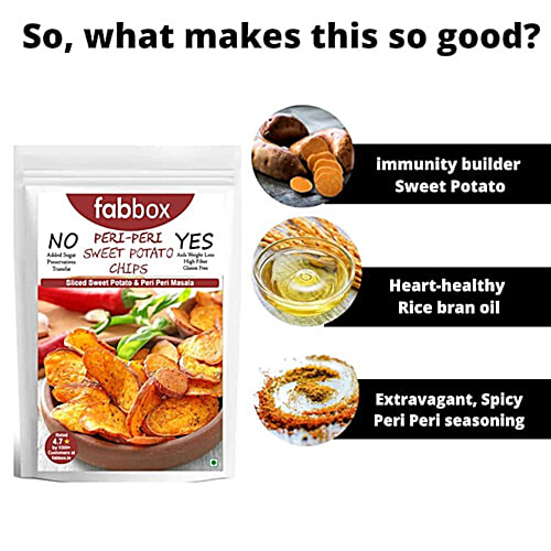 Fabbox Peri Peri Sweet Potato Chips, 91 g Pouch 