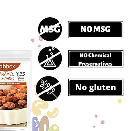 Fabbox Roasted Caramel Almonds With Sesame Seeds - Healthy Snack, Gluten-Free, Vegan, 150 g Pouch 