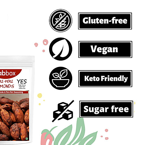 Fabbox Roasted Almonds - Peri Peri, Premium California Badam, Healthy Snack, Superfood, 120 g Pouch 