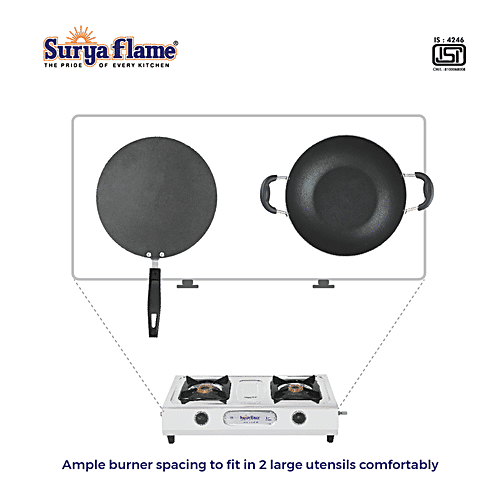 Buy Surya Flame 2 Burner Eco Delux Stainless Steel Cook Top Gas Stove Manual Ignition Online