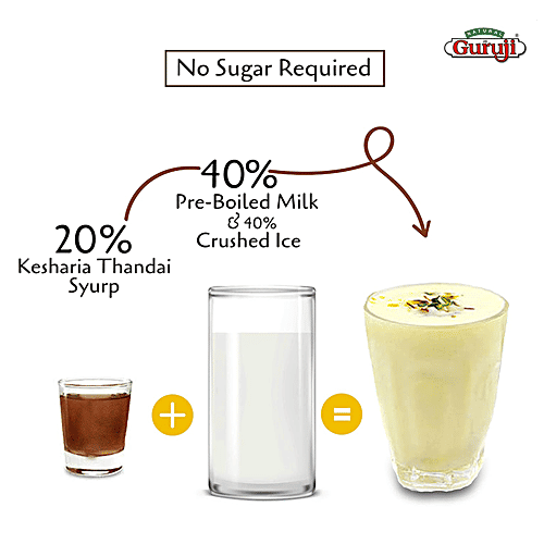 Jai Guruji Kesharia Thandai Dry Fruit Syrup, 750 ml Glass Bottle 