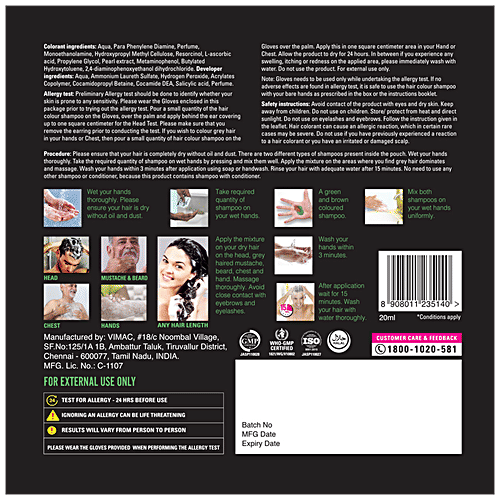 VIP Hair Colour Shampoo, 20 ml Black 