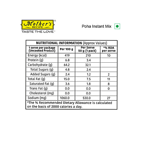 Mother's Recipe Mom's Style Poha - Instant Mix, 55 g Pouch