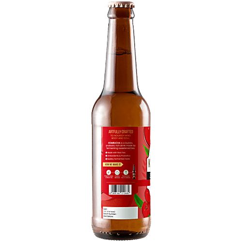 Toyo Kombucha Zero Sugar Cranberry Fermented Tea, 330 ml  Naturally Sweetened, Contains Probiotics