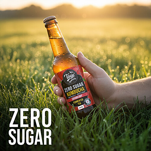 Toyo Kombucha Zero Sugar Cranberry Fermented Tea, 330 ml  Naturally Sweetened, Contains Probiotics