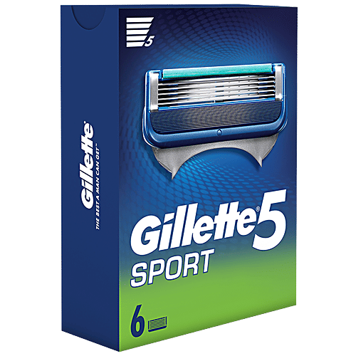 Gillette Sport 5-Blade No Slip Aquagrip Men’s Cartridges, 6 pcs  