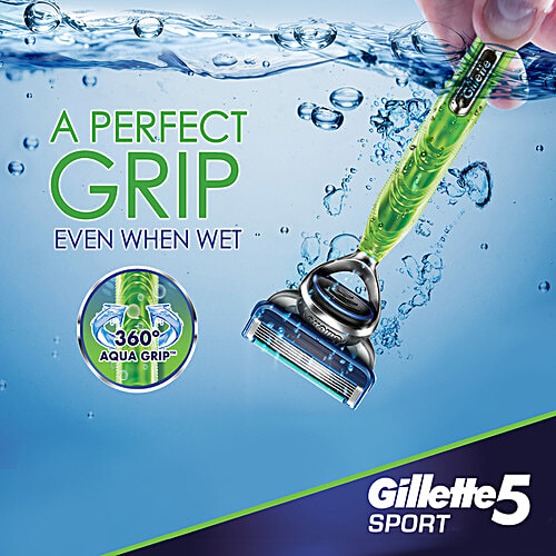 Gillette Sport 5-Blade No Slip Aquagrip Men’s Cartridges, 6 pcs  