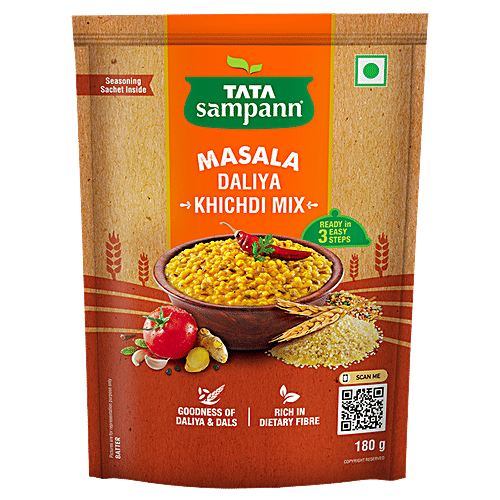 Tata Sampann Masala Daliya Khichdi Mix - Rich In Dietary Fibre, 180 g Pouch