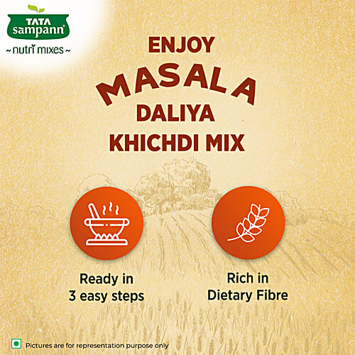 Tata Sampann Masala Daliya Khichdi Mix - Rich In Dietary Fibre, 180 g Pouch