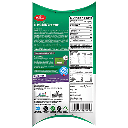 Haldiram's Wraps Classic Mix Veg - Minute Khana, 156 g  