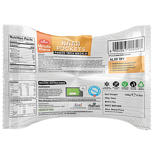 Haldiram's Naanwich Paneer Tikkamasala - Minute Khana, 156 g  