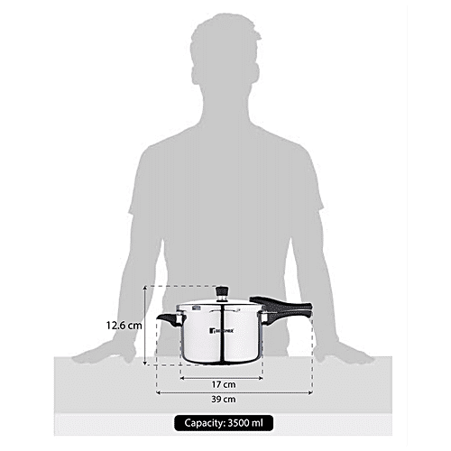 Bergner Argent Elements Tri-Ply Stainless Steel Outer Lid Pressure Cooker - Induction Base, 3.5 L  
