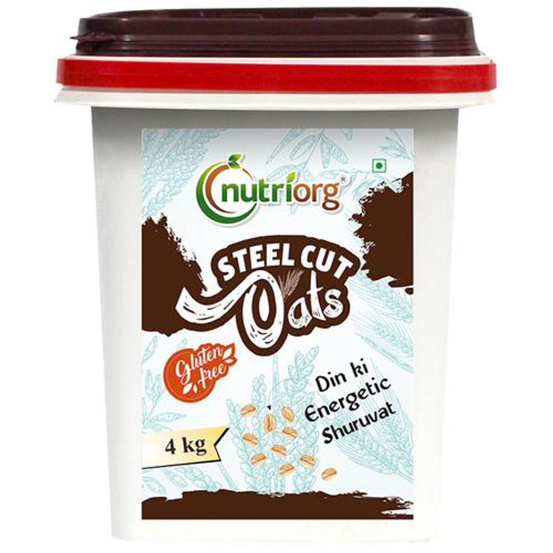 Nutriorg Gluten Free Raw Steelcut Oats, 4 Kg Container