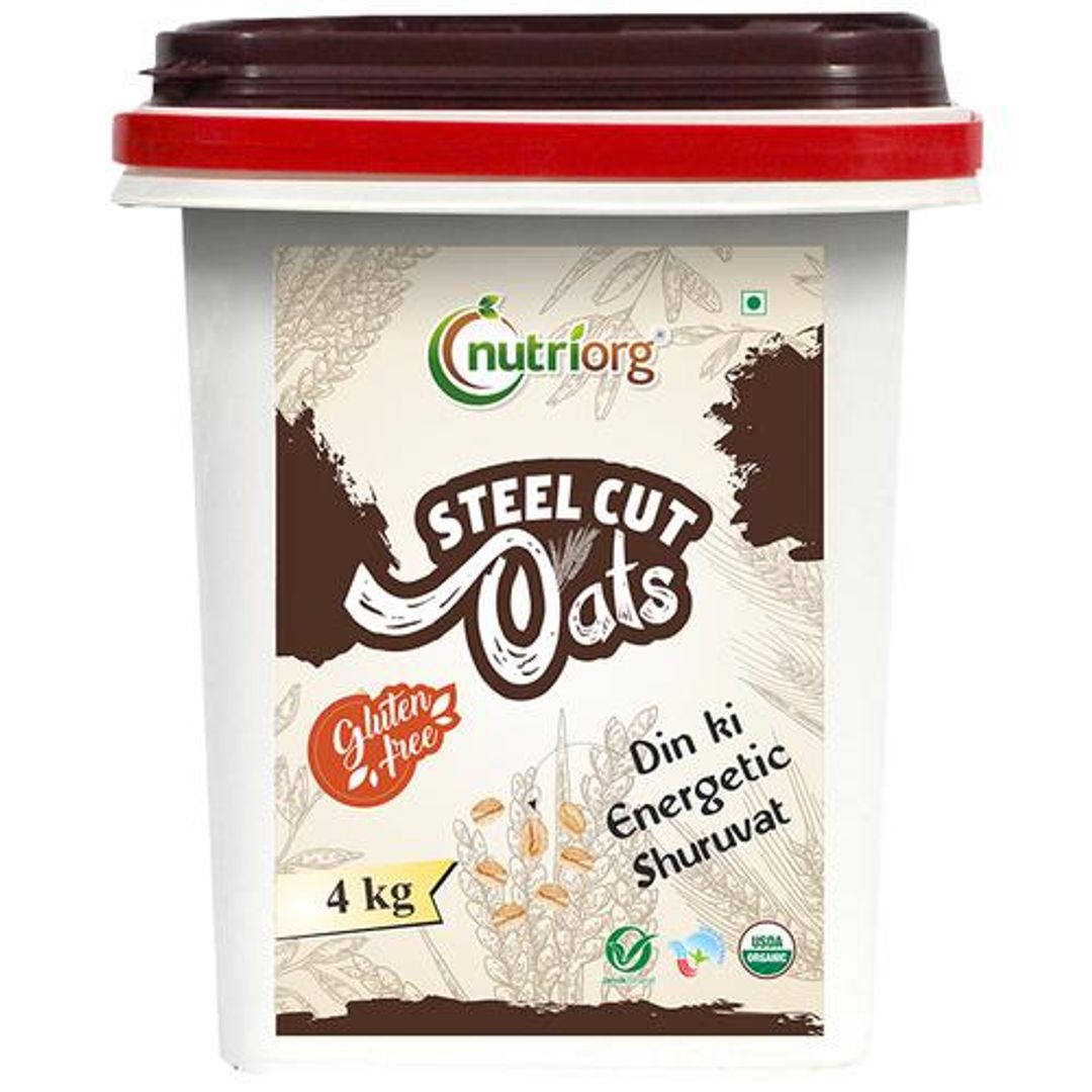 Nutriorg Organic Steelcut Oats - Gluten Free, 4 Kg Container