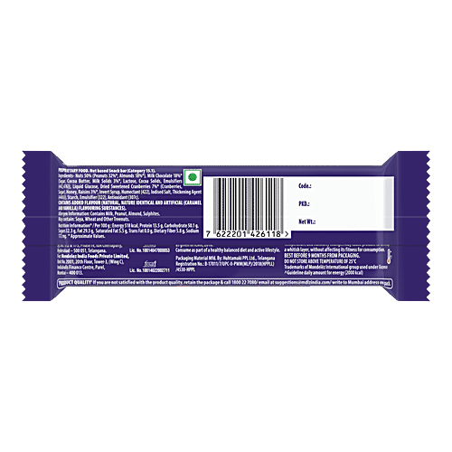 Cadbury Fuse Fit Chocolate Snack Bar - With Cranberries & Nuts, 41 g