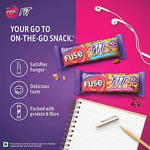 Cadbury Fuse Fit Chocolate Snack Bar - With Cranberries & Nuts, 41 g