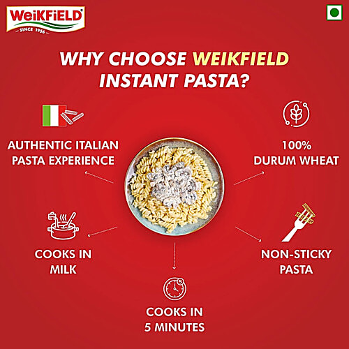Weikfield Creamy Mushroom Instant Pasta, 64 g  Source of Protein, Fortified with Vitamin B12 & Folic Acid, Iron Fortified