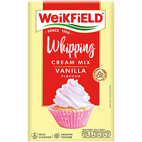 Weikfield Whipping Cream Mix - Vanilla Flavour, 50 g Carton Make Light & Fluffy Whipped Cream Instantly, Vegetarian