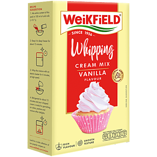 Weikfield Whipping Cream Mix - Vanilla Flavour, 50 g Carton Make Light & Fluffy Whipped Cream Instantly, Vegetarian
