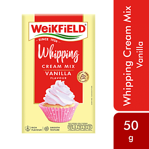 Weikfield Whipping Cream Mix - Vanilla Flavour, 50 g Carton Make Light & Fluffy Whipped Cream Instantly, Vegetarian
