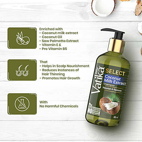 Buy Dabur Vatika Select Shampoo Coconut Milk Extract, Nourish & Restore Online at Best Price