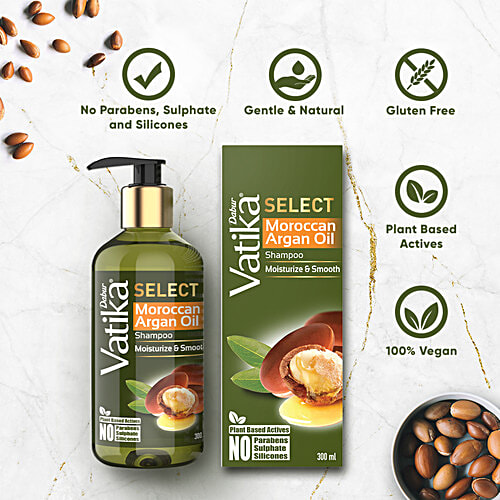 Dabur Vatika Select Shampoo - Moroccan Argan Oil, Moisturise & Smooth, 300 ml  