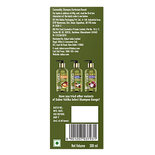 Dabur Vatika Select Shampoo - Apple Cider Vinegar, Smooth & Shine, 300 ml