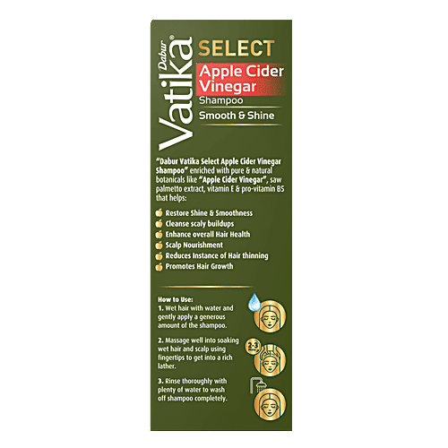 Dabur Vatika Select Shampoo - Apple Cider Vinegar, Smooth & Shine, 300 ml