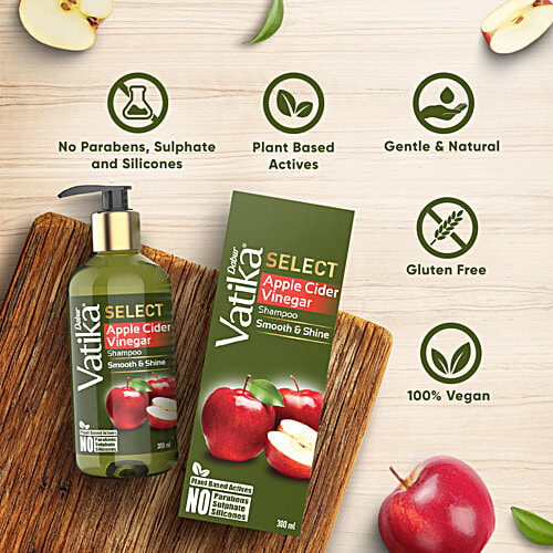 Dabur Vatika Select Shampoo - Apple Cider Vinegar, Smooth & Shine, 300 ml