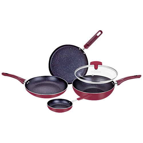 Buy Bergner Aluminium Non-Stick Cookware Set - Red Online at Best Price