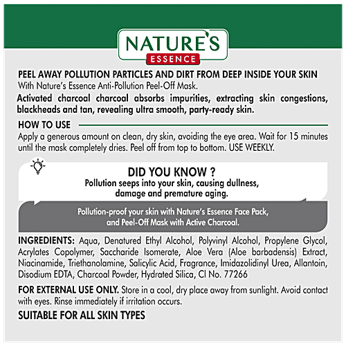 Natures Essence Anti-Pollution Peel-Off Mask - Active Charcoal, 50 ml  