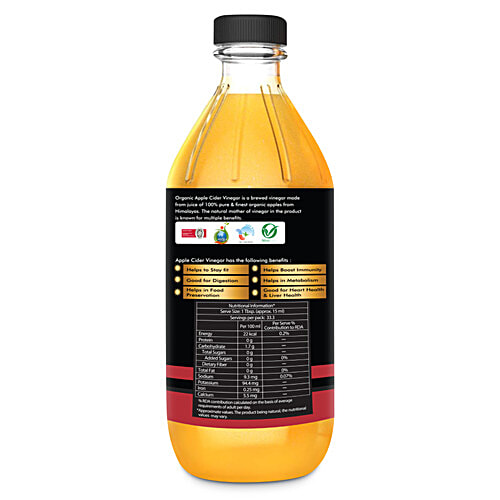 Dabur Himalayan Organic Apple Cider Vinegar - With Mother, Organic, Raw, Unfiltered & Unpasteurised, 500 ml  Pure, Helps Stay Fit