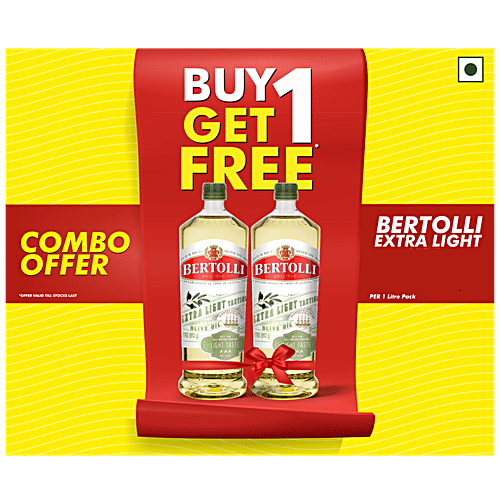 Bertolli Extra Light Tasting Olive Oil, 1 L (Buy 1 Get 1 Free) Deep Frying, Neutral Taste, Deep Fry, Shallow Fry