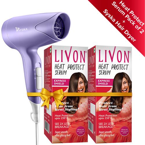 Buy Livon Heat Protect Serum Salon Finish Combo - (100 ml x 2) & Syska Hair  Dryer Online at Best Price of Rs 1749 - bigbasket