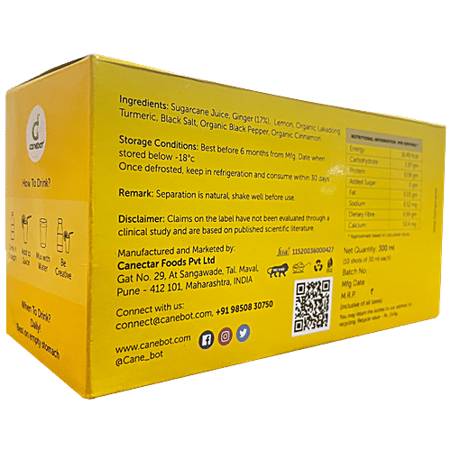Canebot Immunity Shots - Turmeric & Sugarcane Juice, 30 ml (Pack of 10) 
