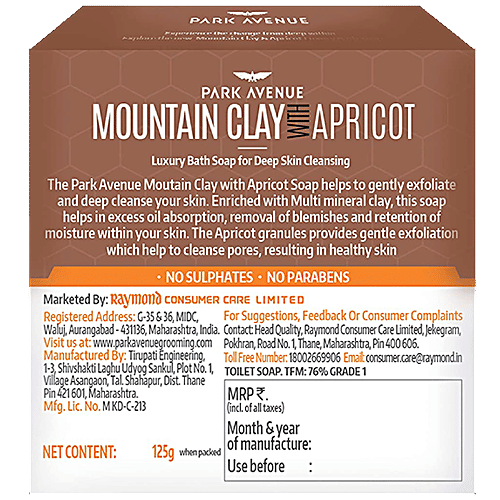 Park avenue Bathing Soap - Mountain Clay & Apricot, 125 g  