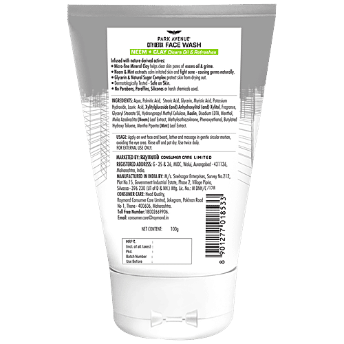 Park Avenue City Detox Face Wash - Neem & Clay, 100 g
