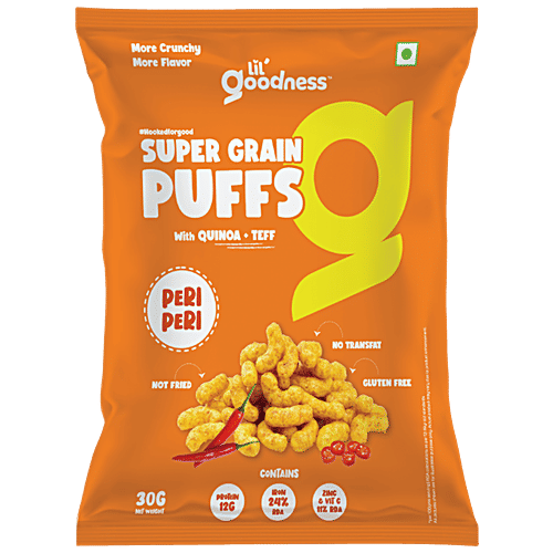 LiL'Goodness Teff Puffs - Peri Peri, 30 g Pouch