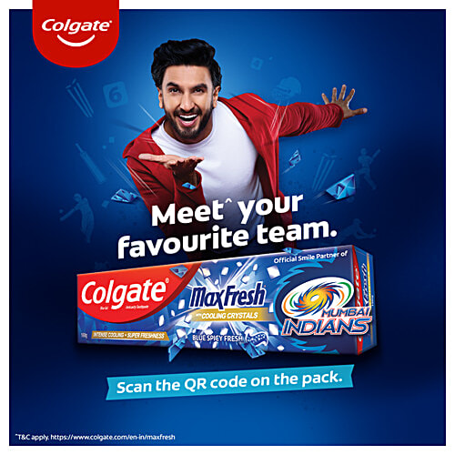 Colgate MaxFresh Blue Spicy Fresh Gel Toothpaste - Mumbai Indians Special Edition Pack, 160 g Tube