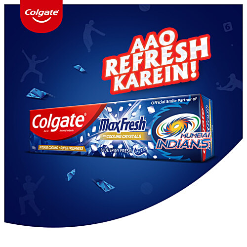 Colgate MaxFresh Blue Spicy Fresh Gel Toothpaste - Mumbai Indians Special Edition Pack, 160 g Tube