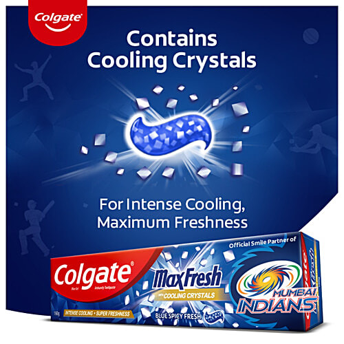Colgate MaxFresh Blue Spicy Fresh Gel Toothpaste - Mumbai Indians Special Edition Pack, 160 g Tube