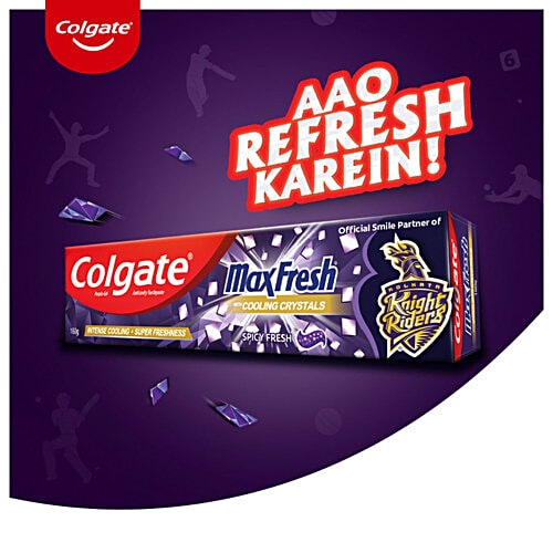 Colgate MaxFresh Purple Spicy Fresh Gel Toothpaste - Kolkata Knight Riders Special Edition Pack, 160 g Tube