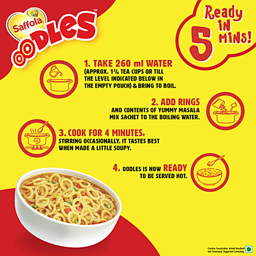 Saffola Oodles Instant Noodles - No Maida, Yummy, Masala Flavour, 53 g Pouch